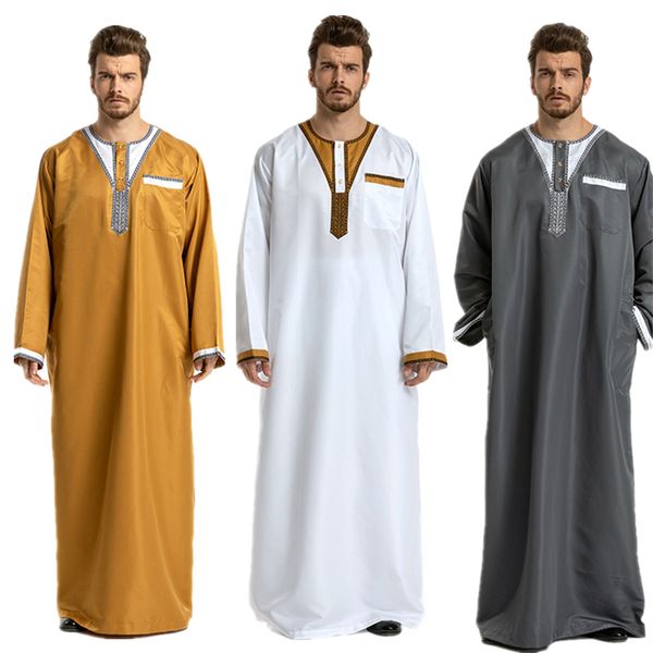 

men islamic clothing traditional jubba thobe saudi arabia abaya ramadan muslim dress long sleeve robes arabic dubai kaftan, Red