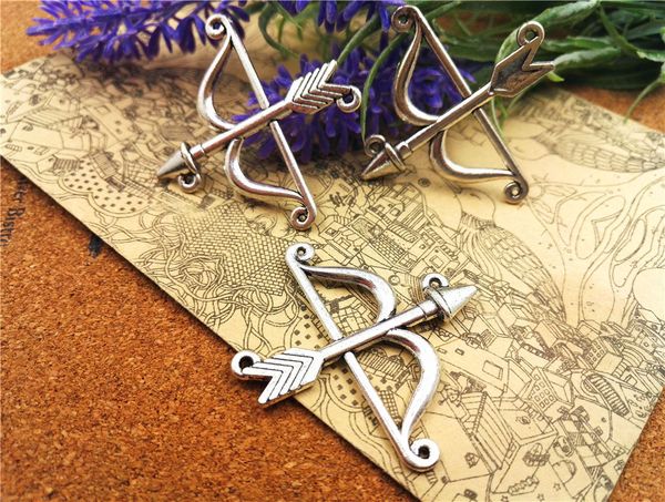 

15pcs-- 45*46mm antique silver plated bow and arrow huge size charms pendants for jewelry making diy handmade craft, Bronze;silver