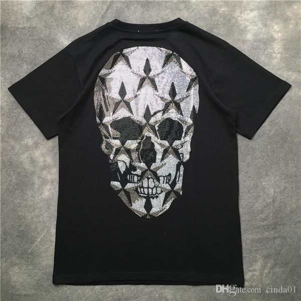 

мужчины star-face skull printed дизайнер tshirts лето мужской женский crew neck с коротким рукавом топы solid color тройники, White;black