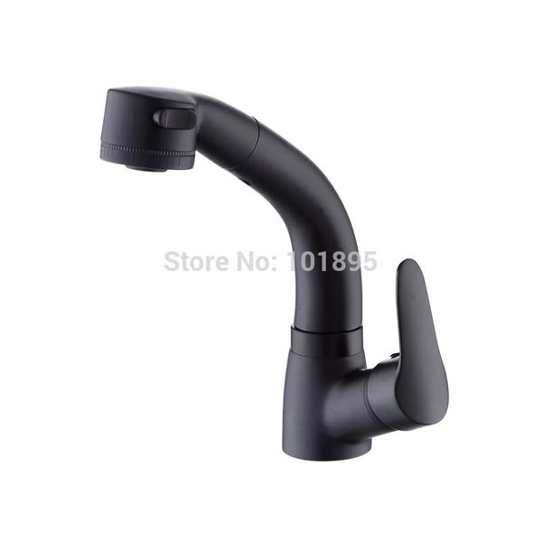 

brass material orb black color deck mounted pull out basin faucet