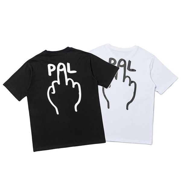 

20ss triangle erect middle finger printed t-shirts hip hop short sleeve cotton clothes o-neck fashion skateboard men women hfhltx159, White;black