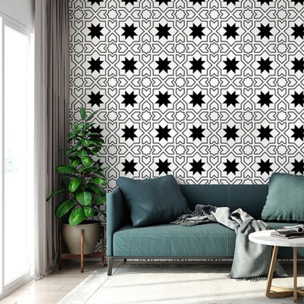 

nordic style black and white plaid wallpaper geometric small tile circle bedroom living room background decorative wall paper r