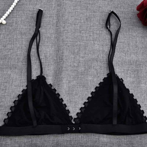 

bras 2021 french style bralette seamless deep v lace bra wireless thin underwear lingerie soft push up for women, Red;black