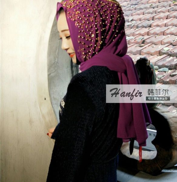 

ethnic clothing 2021 shawls scarf muslim women diamonds chiffon hijab, Red