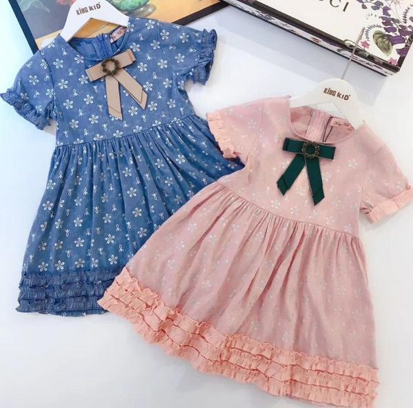 

6414 flowers prints ruffles princess baby girl dress 2020 newsummer party wedding kid dress for girl wholesale child clotheslot, Red;yellow