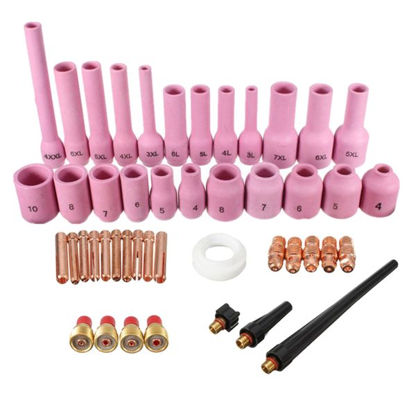 

46x tig welding torch accessories kit collets body alumina nozzle back cup kit for tig sr pda db wp-9/20/25 series