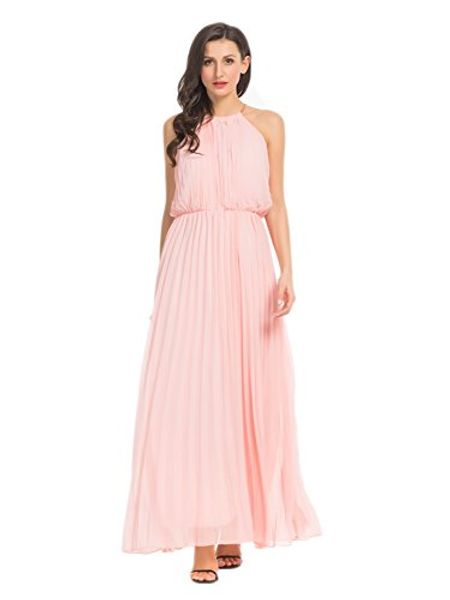 

persun women's casual chiffon cut out shoulder pleated party maxi dress, Black;gray