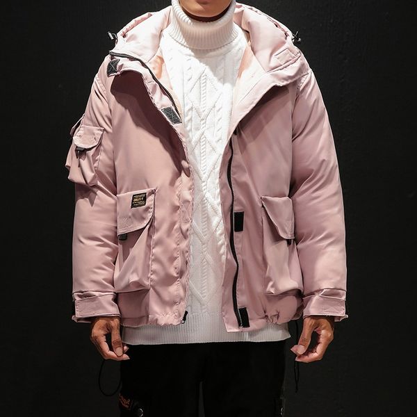 

men winter coats hooded down jackets good quality men loose casual warm parkas new fashion winter outwear warm jackets, Tan;black