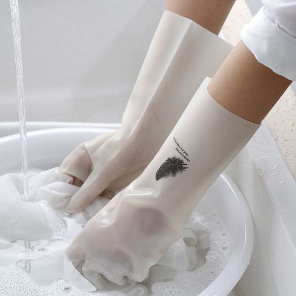 

nitrile dishwashing gloves womens waterproof rubber thin kitchen durable laundry brush bowl rubber cleaning household gloves