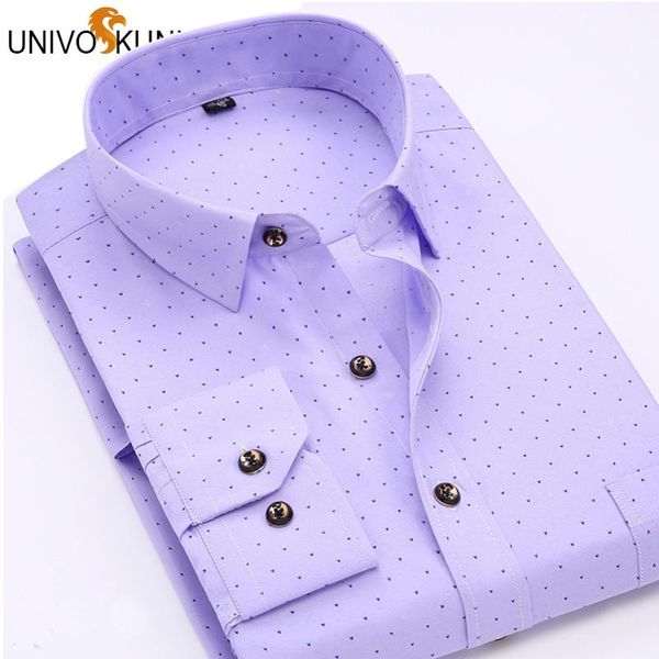 

univos kuni men fashion casual long sleeved printed floral shirt slim fit male social business dress shirt brand men clothing o6, White;black