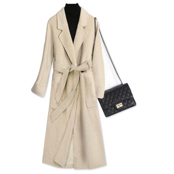 

woolen coat 2019 autumn and winter new slim fashion long woolen coat korean double-faced cashmere female g1137, Black