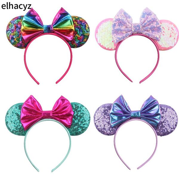 

4pcs/lot new cute 3.3'' sequnins mouse ears hairband for girls 5'' glitter bows for women party headband hair accessorie, Slivery;white