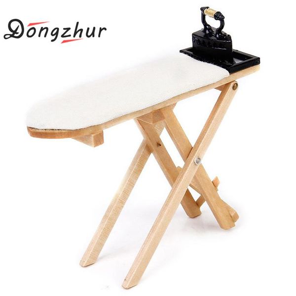 

1 pcs mini craft white wood ironing board scene accessories dollhouse miniature furniture toy only 1:12 doll house ironing board