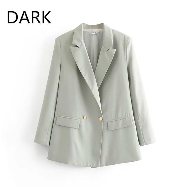 

europe and the united states autumn 2020 new women's clothing lapel long-sleeved double-breasted blazer, White;black