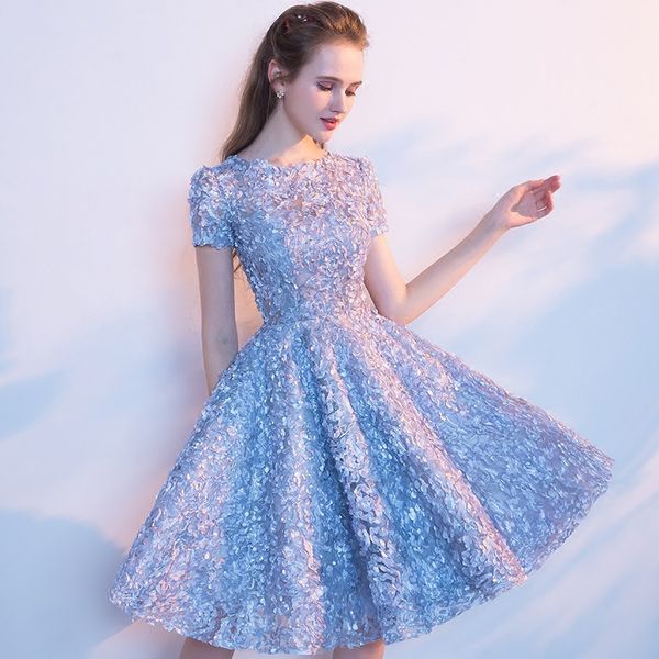 

2019 royal blue sparkly homecoming dresses a line hater backless beading short cocktail party dresses for prom abiti da ballo custom made, Black