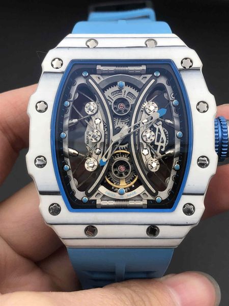 

new luxury watch man watch rubber strap automatic movement mechanical watches mens luxury wristwatch sports wristwatches, Slivery;brown