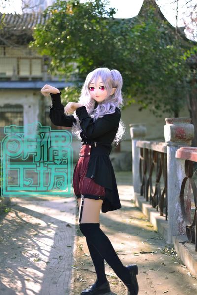 

новый 51) женский силиконовая резина ручной работы маска для лица косплей kigurumi маска трансвестит bjd doll kigurumi япония kig аниме мас, Black;red
