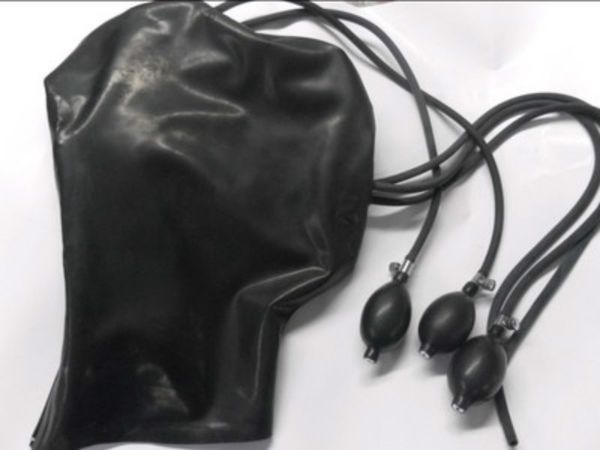 Máscara de Hood Inflável de Latex Face Full For Macho e Feminino Brinquedos Sexuais para Casais BDSM Sex Games Adult Games BDSM BDSM Bondage Y19052902