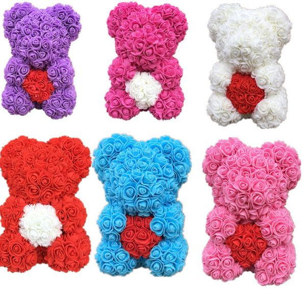 

valentines day gift 25cm red rose teddy bear rose flower artificial decoration christmas gifts women valentines gift