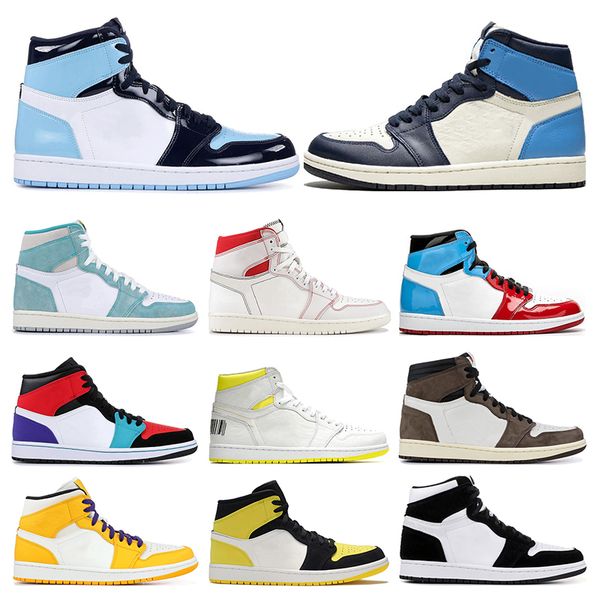 

2020 mens basketball shoes 1s obsidian unc fearless first class flight phantom turbo green 1 backboard sport sneaker trainer size 5.5-12