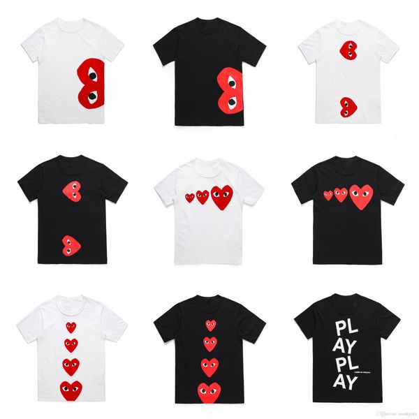 

mens designer t shirts c-d-g play tee commes cotton printed red heart tees shirts white des garcons t-shirt