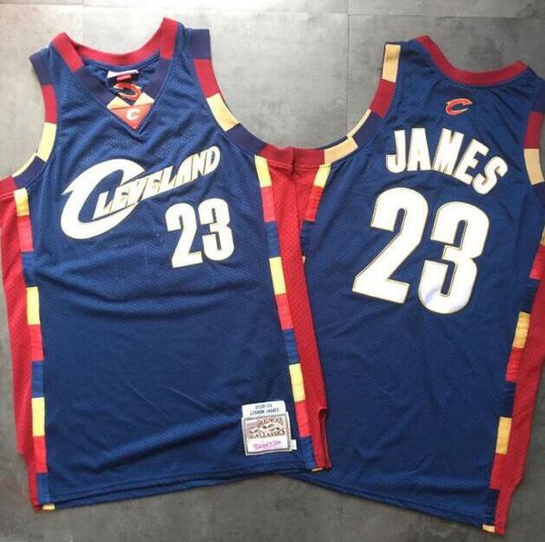 

men cleveland cavaliers 23 james mitchell & ness navy alternate 2008/09 hardwoods classics authentic jersey and pant, Black;red