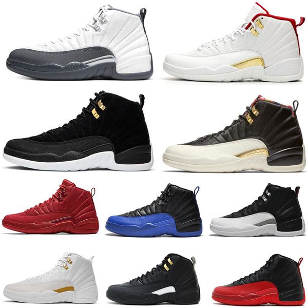 

new 12s reverse taxi dark grey game royal fiba ovo white playoff men basketball shoes 12 french blue cny women sports men sneakers