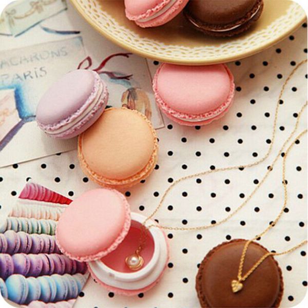 

6 colors portable candy color mini cute macarons jewelry ring necklace carrying case organizer storage box