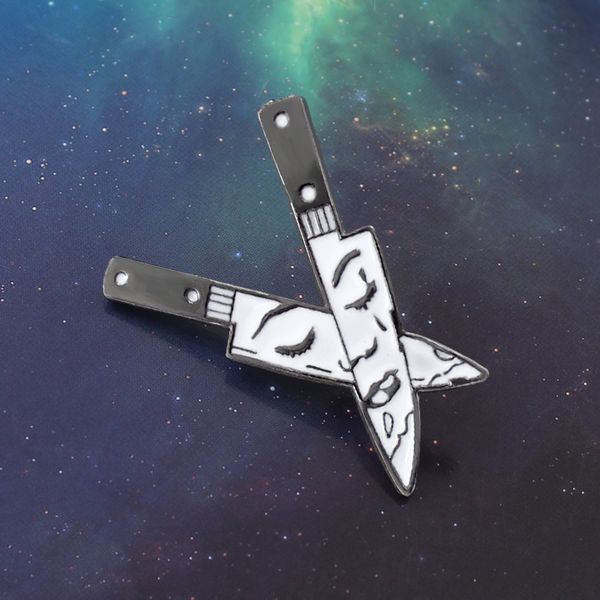 

combination double knife expression tears enamel personality pins creative decorations special cartoon lapel denim clothing injured, Gray
