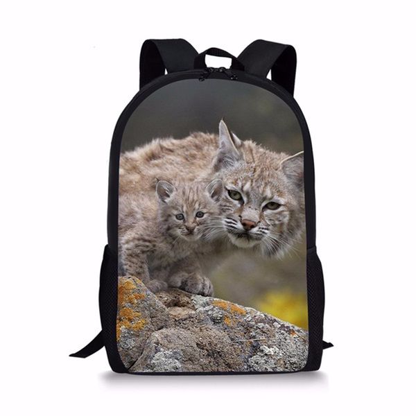 

customized funny primary school students schoolbags cute bobcat printing boys girls bookbags casual children computer backpack 8