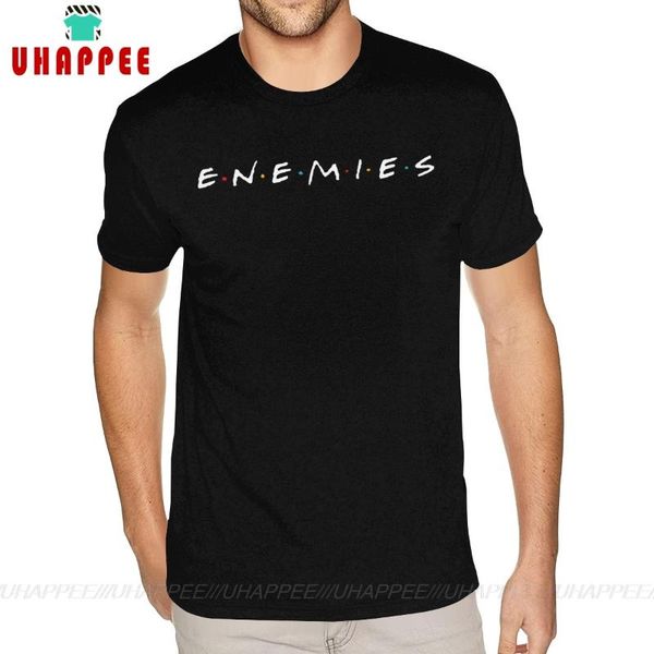 

short sleeve round neck 100% cotton friends tv enemies tee shirt large size family s tshirts, White;black