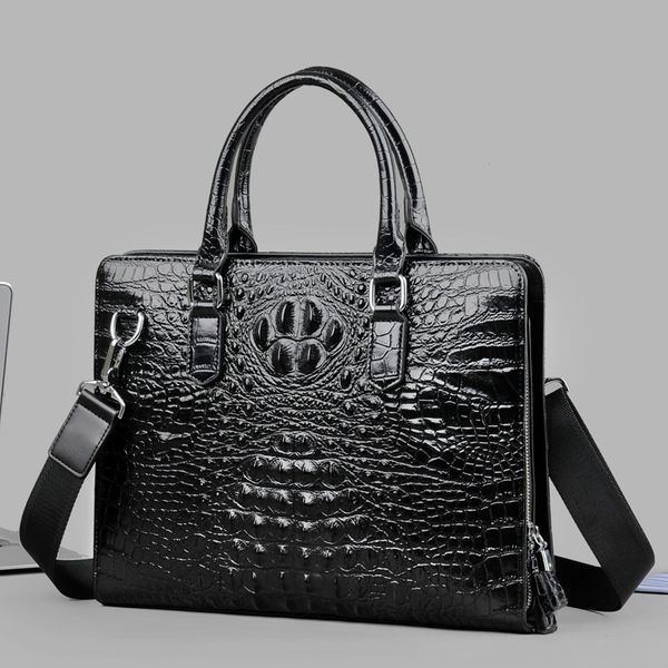 

crocodile man handbag genuine messenger computer bag office for men leather hand male package business affairs single shoulder