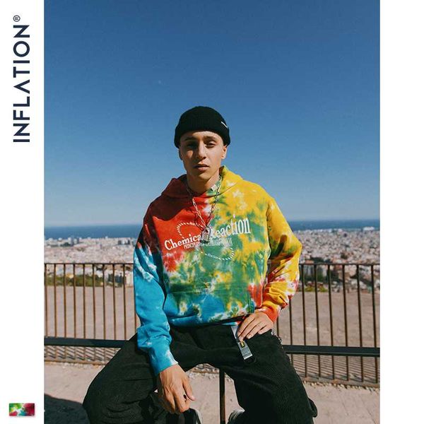 

inflation hip hop men hoodie in tie dye men winter hoodies cotton loose fit hoodie mens streetwear oversized hoodies 9643w, Black