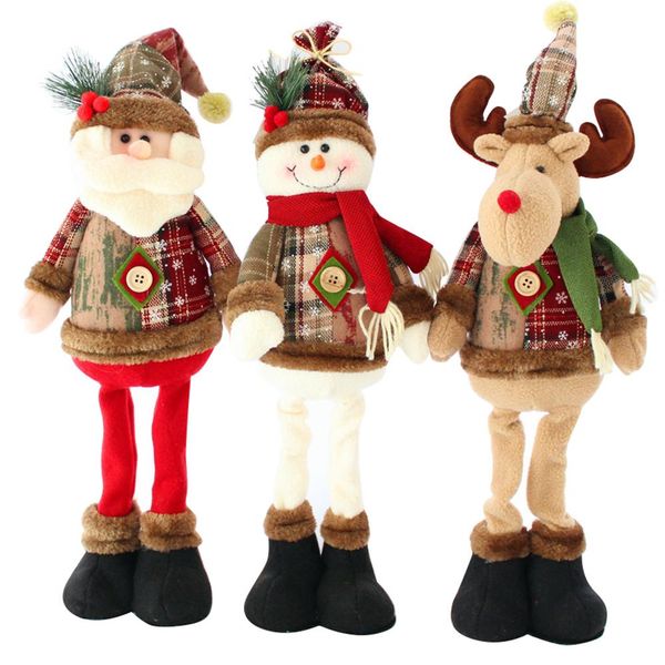 

1pc santa claus/snowman/elk christmas standing doll showcase ornament xmas decor hanging doll christmas tree pendants ornaments
