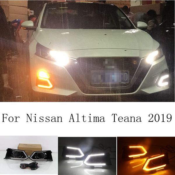 

2pcs led daytime running light waterproof car 12v led drl fog lamp with turn signal style relay for altima teana 2020