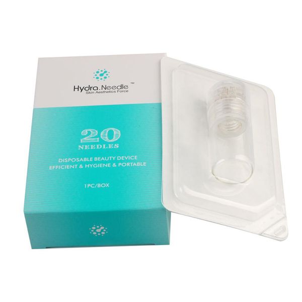 50pcs Hydra Needle 20 pin Aqua Microneedle Channel Mesotherapy Gold Needles Fine Touch System derma timbro cura della pelle Applicatore di siero DHL