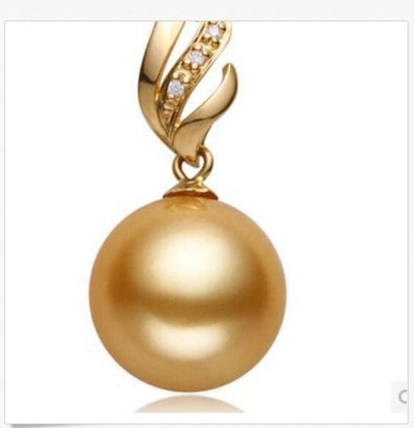 

огѬомнй 16мм golden south sea shell pearl подвека nceklace, Silver