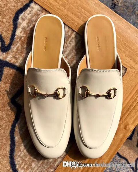 

Luxury leather baotou neutral couple shoes wholesale women 2018GG new autumn wear beach slippers muller shoes flat bottom wear
