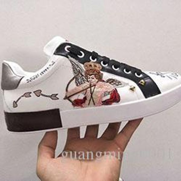 

new fashion rock runner camouflage leather sneakers shoes men,women rock studs outdoor casual camustars trainers sports shoes y0115, Black