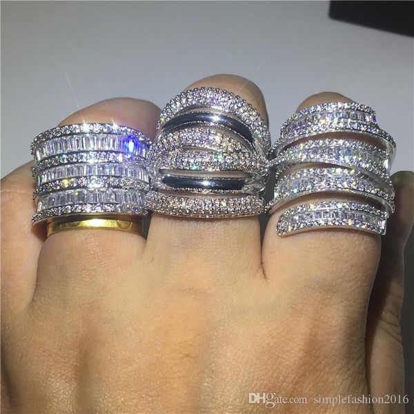 

handmade большой палец кольцо 925 серебро алмазный cz крест обручальные обручальное кольца для женщин мужчин ювелирный подарок, Slivery;golden