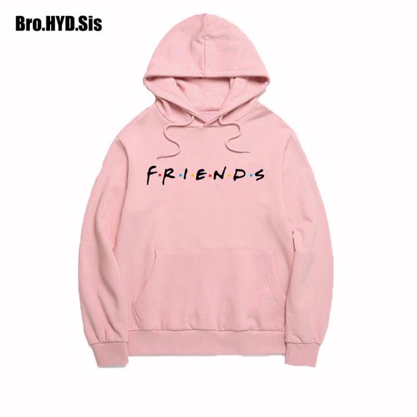 

2019 fall friends letter print hoodies women sweatshirts harajuku hooded sweats long sleeve autumn women's clothing teens girls, Black