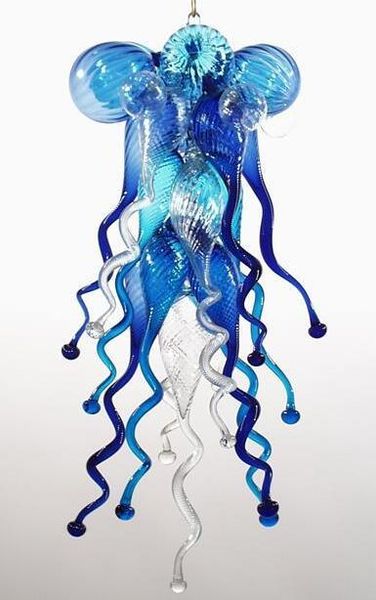 

fish bubbles glass chandelier lamps blue led novelty lights art home decor light comtemporary led novelty pendant lamps girban brand