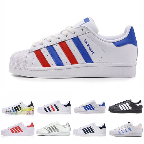 

cool super star white hologram iridescent junior men superstars 80s sneakers pride womens mens trainers superstar chassures 36-45