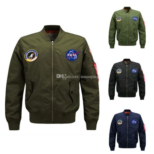 

мужских куртки nasa ma1 мужчины женщина pilot проектировщик пальто куртка толстого бомбардировщик куртка nasa вышивка baseball пальто m-6xl, Black;brown