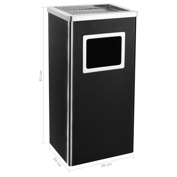 

45 l black steel trash bin with ashtray garden sets