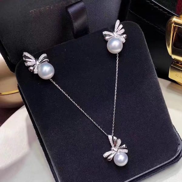 

s925 sterling silver pearl party pendant earrings set mounts findings beautiful jewelry set parts fittings women's accessories, Blue;slivery
