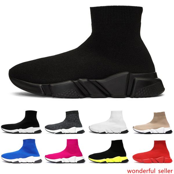 

2020 designer sock shoes fashion luxury men women sneakers triple black white graffiti beige yellow speed trainer mens casual sports shoe