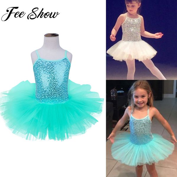 

feeshow kids girls sequined tutu ballet dance dress gymnastic leotard dress dancewear ballerina fancy costumes summer, Black;red
