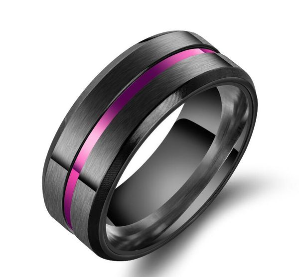 

fashion tungsten carbide wedding band ring 8mm for men women purple blue black promise band ring beveled edge brushed polished size 7 -11, Silver