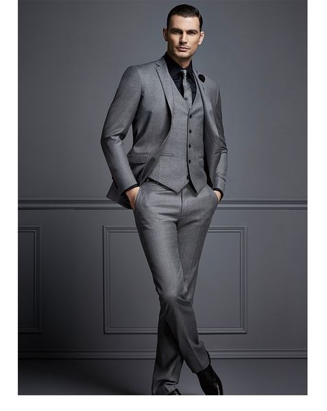 Acheter Beau Costume Gris Foncé Costume Nouvelle Mode Costume De Marié Costumes De Mariage Pour Les Meilleurs Hommes Slim Fit Mariée Tuxedos Pour